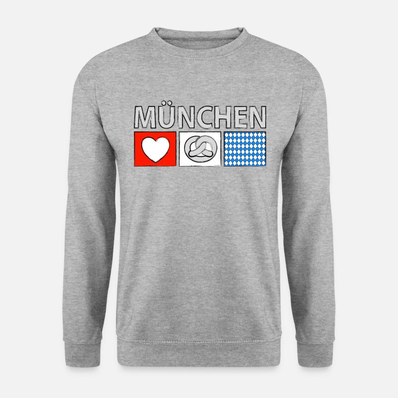 München mit Herz - Unisex Pullover - Weißgrau meliert