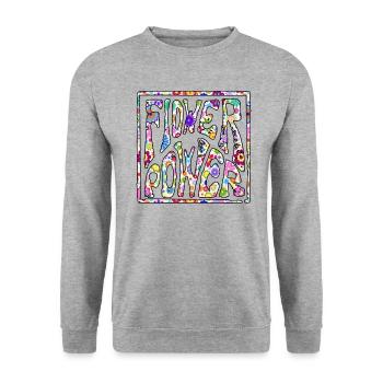 Hippie Frieden Peace Blumenkinder - Unisex Pullover - Weißgrau meliert - Vorne - Alina (178cm) & Michal (187cm)