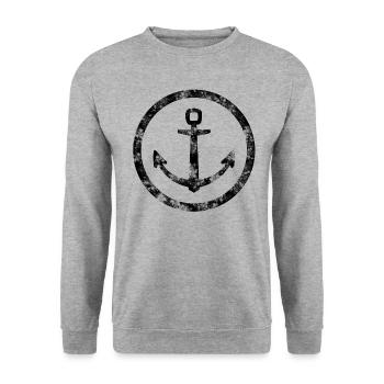 Anker Anchor Maritim Boot Symbol - Unisex Pullover - Weißgrau meliert - Vorne - Alina (178cm) & Michal (187cm)