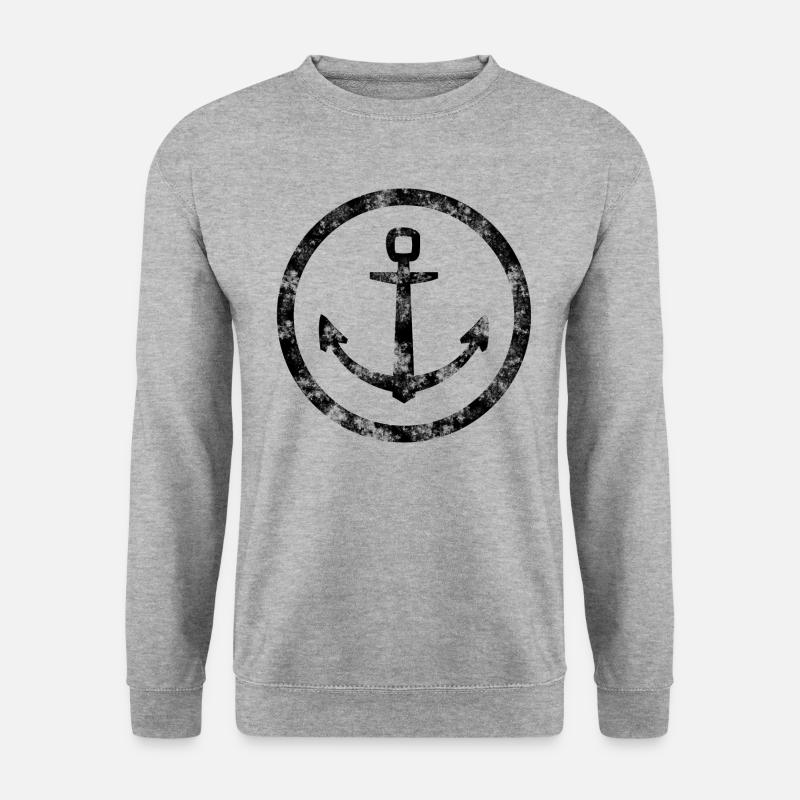 Anker Anchor Maritim Boot Symbol - Unisex Pullover - Weißgrau meliert
