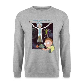 Rick Et Morty Jeu Vidéo - Sweat-shirt Unisexe - gris chiné - Devant - Alina (178cm) & Michal (187cm)