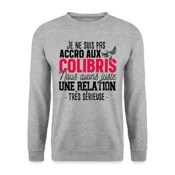 Colibri Oiseau Mouche Animal Cadeau Jardin Humour - Sweat-shirt Unisexe - gris chiné - Devant - Alina (178cm) & Michal (187cm)