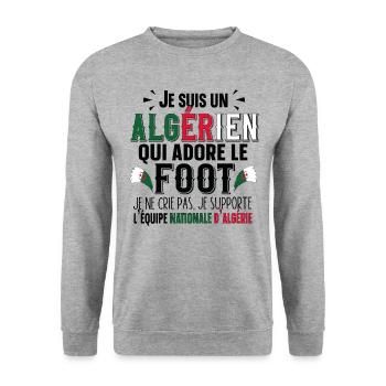 Algérien Algérie Football Foot Cadeau Humour Sport - Sweat-shirt Unisexe - gris chiné - Devant - Alina (178cm) & Michal (187cm)