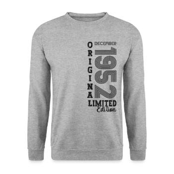 Cadeau original du 70e anniversaire de décembre 1952 - Sweat-shirt Unisexe - gris chiné - Devant - Alina (178cm) & Michal (187cm)