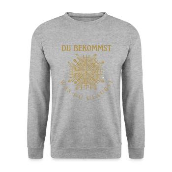Wegweiser RUNEN viking CELTIC - VEGVISIR - Unisex Pullover - Weißgrau meliert - Vorne - Alina (178cm) & Michal (187cm)