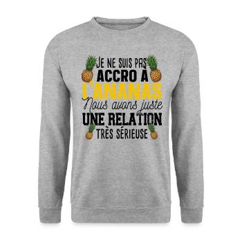 Ananas Fruit Relation Cadeau Humour Jaune Exotique - Sweat-shirt Unisexe - gris chiné - Devant - Alina (178cm) & Michal (187cm)