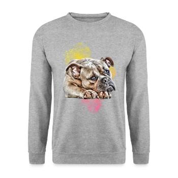 OLD ENGLISH BULLDOG BULLDOG Chiens - Sweat-shirt Unisexe - gris chiné - Devant - Alina (178cm) & Michal (187cm)
