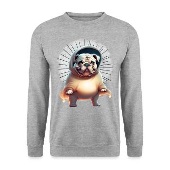 Bulldog Halloween Chien Chiens - Sweat-shirt Unisexe - gris chiné - Devant - Alina (178cm) & Michal (187cm)