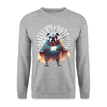 Bulldogge Halloween Hund Hunde BELLOWEEN - Unisex Pullover - Weißgrau meliert - Vorne - Alina (178cm) & Michal (187cm)