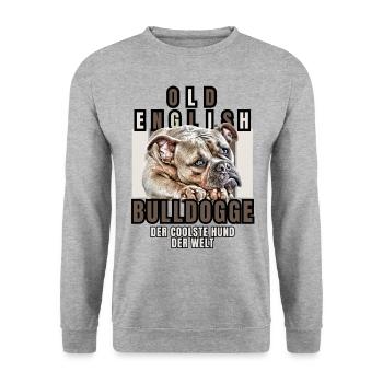 Bulldog Old English Bulldog Dog Dogs - Unisex Sweatshirt - salt & pepper - Front - Alina (178cm) & Michal (187cm)