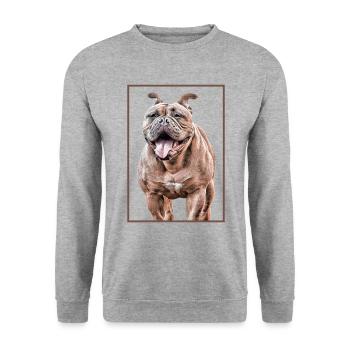VIEUX BOULEDOGUE ANGLAIS CHIEN CHIEN CHIENS BOULEDOGUES - Sweat-shirt Unisexe - gris chiné - Devant - Alina (178cm) & Michal (187cm)