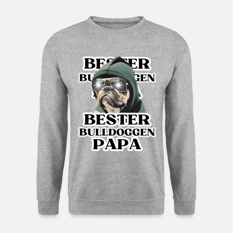 BESTER BULLDOGGEN PAPA Hund BULLDOGGE Hunde - Unisex Pullover - Weißgrau meliert