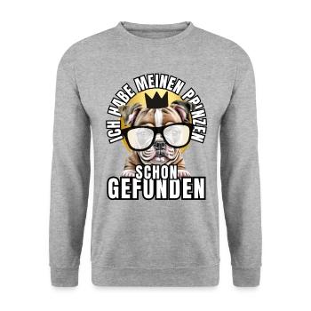PRINCES FOUND - BULLDOG chien CHIENS - Sweat-shirt Unisexe - gris chiné - Devant - Alina (178cm) & Michal (187cm)