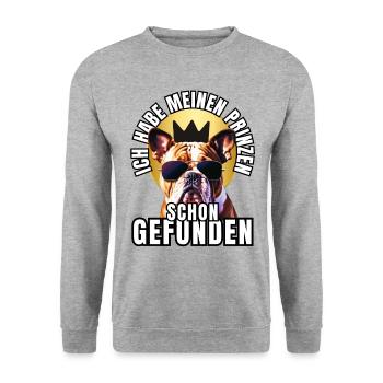 PRINCES FOUND - BULLDOG chien CHIENS - Sweat-shirt Unisexe - gris chiné - Devant - Alina (178cm) & Michal (187cm)