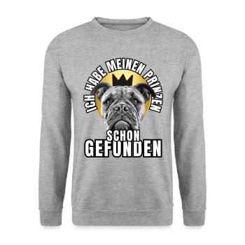 PRINCES FOUND - BULLDOG chien CHIENS - Sweat-shirt Unisexe - gris chiné - Devant - Alina (178cm) & Michal (187cm)