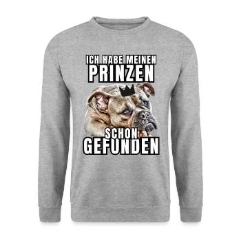 PRINCES FOUND - BULLDOG chien CHIENS - Sweat-shirt Unisexe - gris chiné - Devant - Alina (178cm) & Michal (187cm)