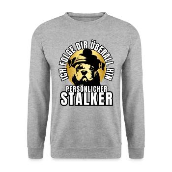 PERSONAL STALKER BULLDOG DOG DOGS - Unisex Sweatshirt - salt & pepper - Front - Alina (178cm) & Michal (187cm)