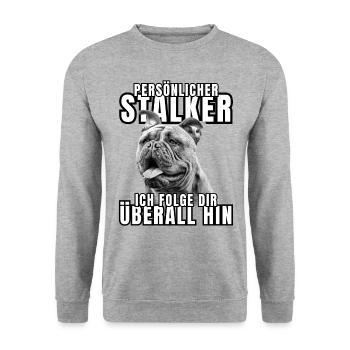 PERSONAL STALKER BULLDOG DOG DOGS - Unisex Sweatshirt - salt & pepper - Front - Alina (178cm) & Michal (187cm)