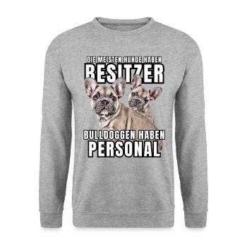 Les bouledogues ont des chiens de bouledogue personnels - Sweat-shirt Unisexe - gris chiné - Devant - Alina (178cm) & Michal (187cm)