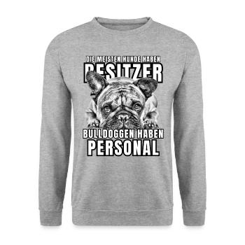 Les bouledogues ont des chiens de bouledogue personnels - Sweat-shirt Unisexe - gris chiné - Devant - Alina (178cm) & Michal (187cm)