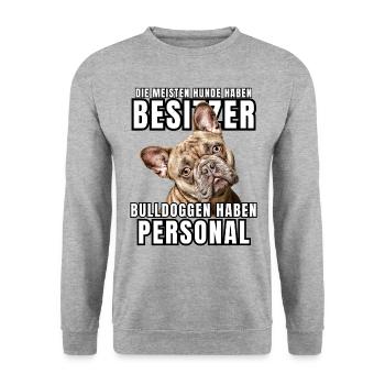 Les bouledogues ont des chiens de bouledogue personnels - Sweat-shirt Unisexe - gris chiné - Devant - Alina (178cm) & Michal (187cm)