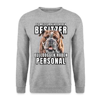 Les bouledogues ont des chiens de bouledogue personnels - Sweat-shirt Unisexe - gris chiné - Devant - Alina (178cm) & Michal (187cm)