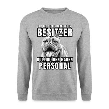 Les bouledogues ont des chiens de bouledogue personnels - Sweat-shirt Unisexe - gris chiné - Devant - Alina (178cm) & Michal (187cm)
