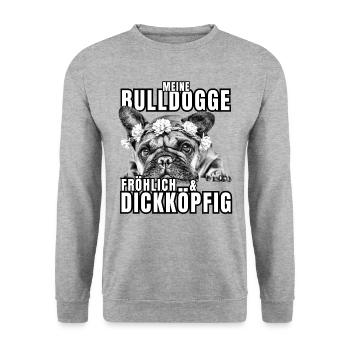 My BULLDOG cheerful & stubborn dog DOGS - Unisex Sweatshirt - salt & pepper - Front - Alina (178cm) & Michal (187cm)