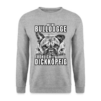 My BULLDOG cheerful & stubborn dog DOGS - Unisex Sweatshirt - salt & pepper - Front - Alina (178cm) & Michal (187cm)