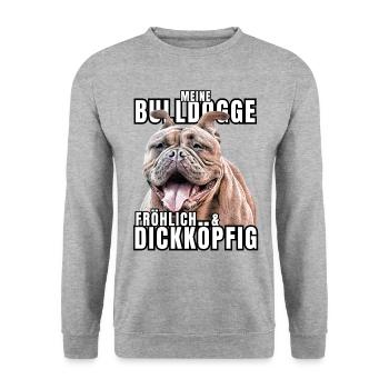 My BULLDOG cheerful & stubborn dog DOGS - Unisex Sweatshirt - salt & pepper - Front - Alina (178cm) & Michal (187cm)