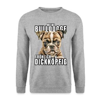 My BULLDOG cheerful & stubborn dog DOGS - Unisex Sweatshirt - salt & pepper - Front - Alina (178cm) & Michal (187cm)