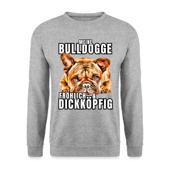 My BULLDOG cheerful & stubborn dog DOGS - Unisex Sweatshirt - salt & pepper - Front - Alina (178cm) & Michal (187cm)