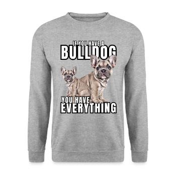 SI VOUS AVEZ UN BOULEDOGUE - bouledogue français - Sweat-shirt Unisexe - gris chiné - Devant - Alina (178cm) & Michal (187cm)