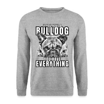 SI VOUS AVEZ UN BOULEDOGUE - Bulldog Dog CHIENS - Sweat-shirt Unisexe - gris chiné - Devant - Alina (178cm) & Michal (187cm)