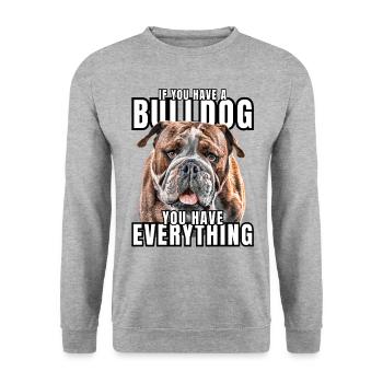 SI VOUS AVEZ UN BOULEDOGUE - Bulldog Dog DOGS - Sweat-shirt Unisexe - gris chiné - Devant - Alina (178cm) & Michal (187cm)