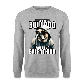 SI VOUS AVEZ UN BOULEDOGUE - Bulldog Dog DOGS - Sweat-shirt Unisexe - gris chiné - Devant - Alina (178cm) & Michal (187cm)