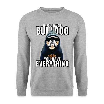 SI VOUS AVEZ UN BOULEDOGUE - Bulldog Dog CHIENS - Sweat-shirt Unisexe - gris chiné - Devant - Alina (178cm) & Michal (187cm)