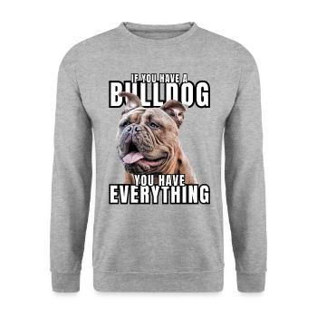 SI VOUS AVEZ UN BOULEDOGUE - Bulldog Dog CHIENS - Sweat-shirt Unisexe - gris chiné - Devant - Alina (178cm) & Michal (187cm)