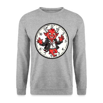Diable rouge - Sweat-shirt Unisexe - gris chiné - Devant - Alina (178cm) & Michal (187cm)