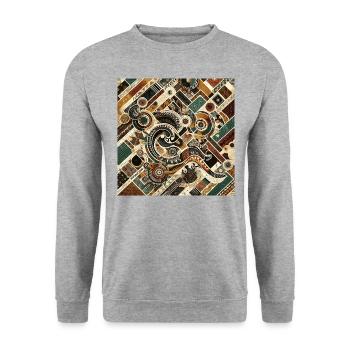 Muster im Afro-Stil - Unisex Pullover - Weißgrau meliert - Vorne - Alina (178cm) & Michal (187cm)