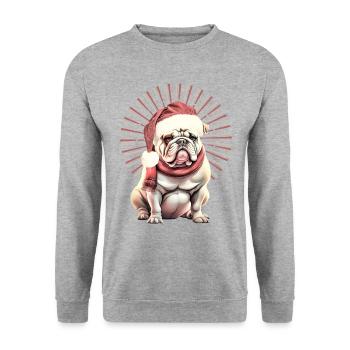 Chemise pour chien drôle Père Noël bouledogue - Sweat-shirt Unisexe - gris chiné - Devant - Alina (178cm) & Michal (187cm)
