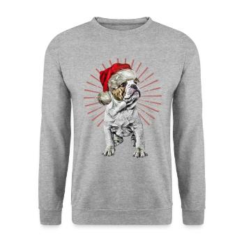 drôle Père Noël Bulldog chiens de Noël - Sweat-shirt Unisexe - gris chiné - Devant - Alina (178cm) & Michal (187cm)