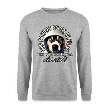 chemise chien drôle CHRISTMAS REINDEER DOG - Sweat-shirt Unisexe - gris chiné - Devant - Alina (178cm) & Michal (187cm)