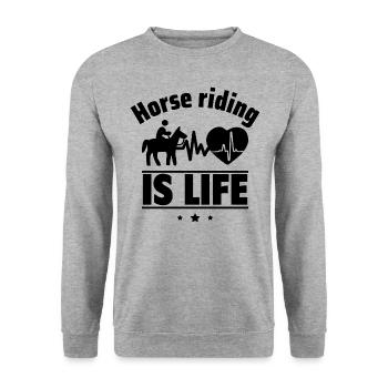Reiten ist das Leben - Unisex Pullover - Weißgrau meliert - Vorne - Alina (178cm) & Michal (187cm)