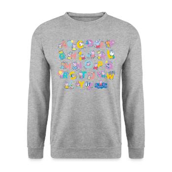 Peppa Pig Design Alphabet With Peppa - Unisex Sweatshirt - salt & pepper - Front - Alina (178cm) & Michal (187cm)