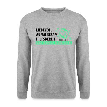 Sternzeichen Krebs - Eigenschaften - Unisex Pullover - Weißgrau meliert - Vorne - Alina (178cm) & Michal (187cm)