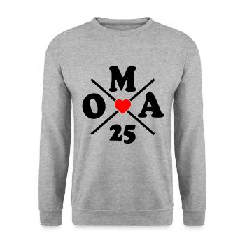 Oma 2025 - Unisex Pullover - Weißgrau meliert - Vorne - Alina (178cm) & Michal (187cm)