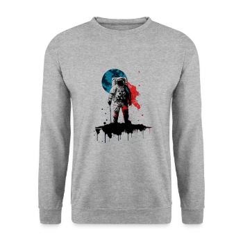 Astronaut Wetall  - Unisex Sweatshirt - salt & pepper - Front - Alina (178cm) & Michal (187cm)