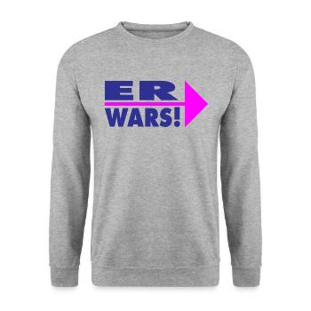 Er wars! Partner- oder Partyshirt - Unisex Pullover - Weißgrau meliert - Vorne - Alina (178cm) & Michal (187cm)
