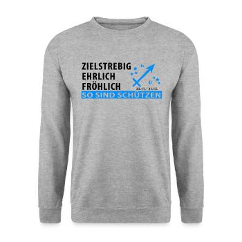 Sternzeichen Schütze - Eigenschaft - Unisex Pullover - Weißgrau meliert - Vorne - Alina (178cm) & Michal (187cm)